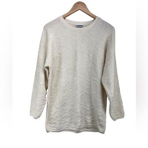 VTG Basic Editions Cream Cotton Sweater Dainty Cottagecore Made in the USA Small